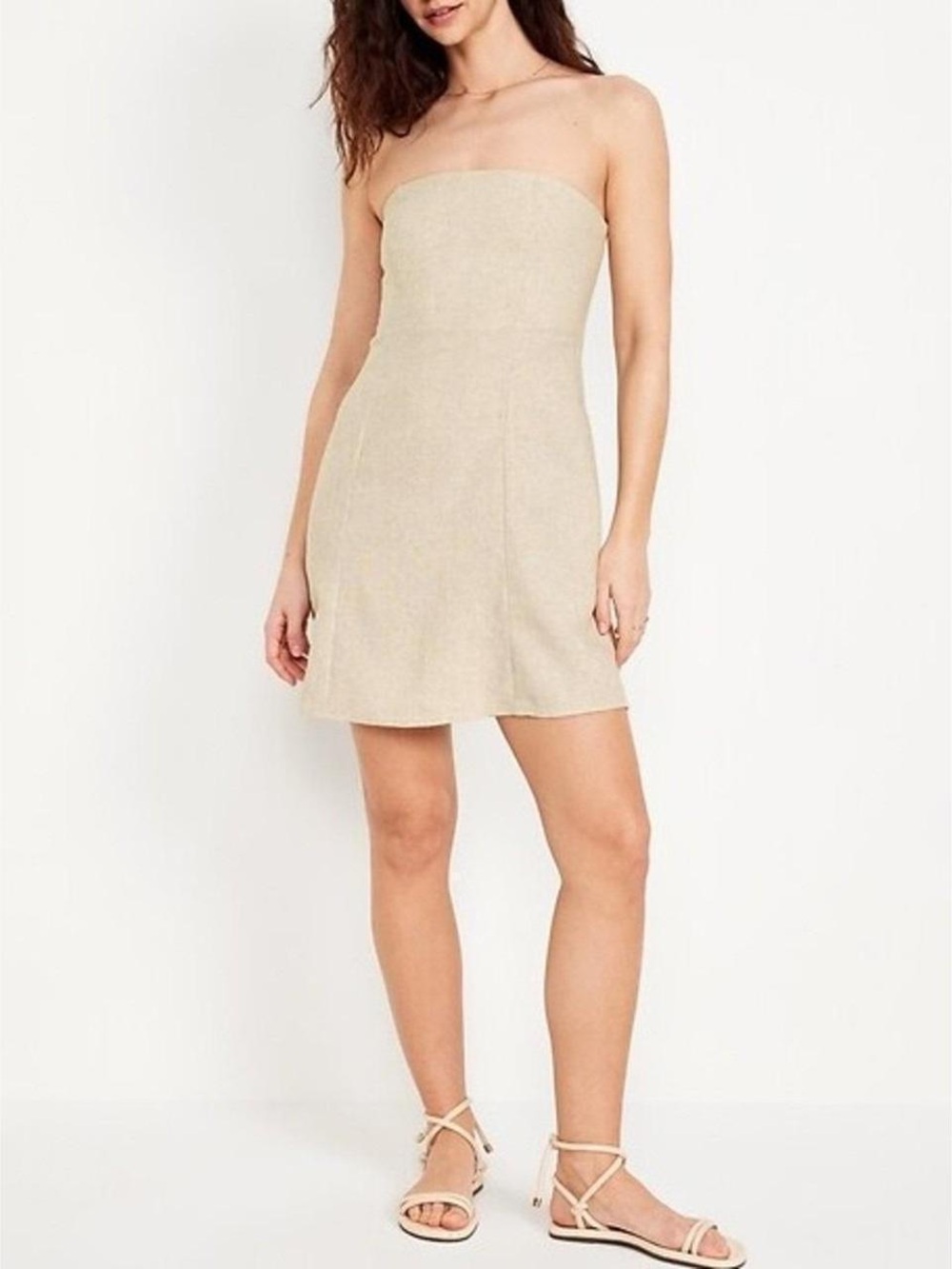 Old Navy Strapless Linen-Blend Mini Dress in Flax NWT